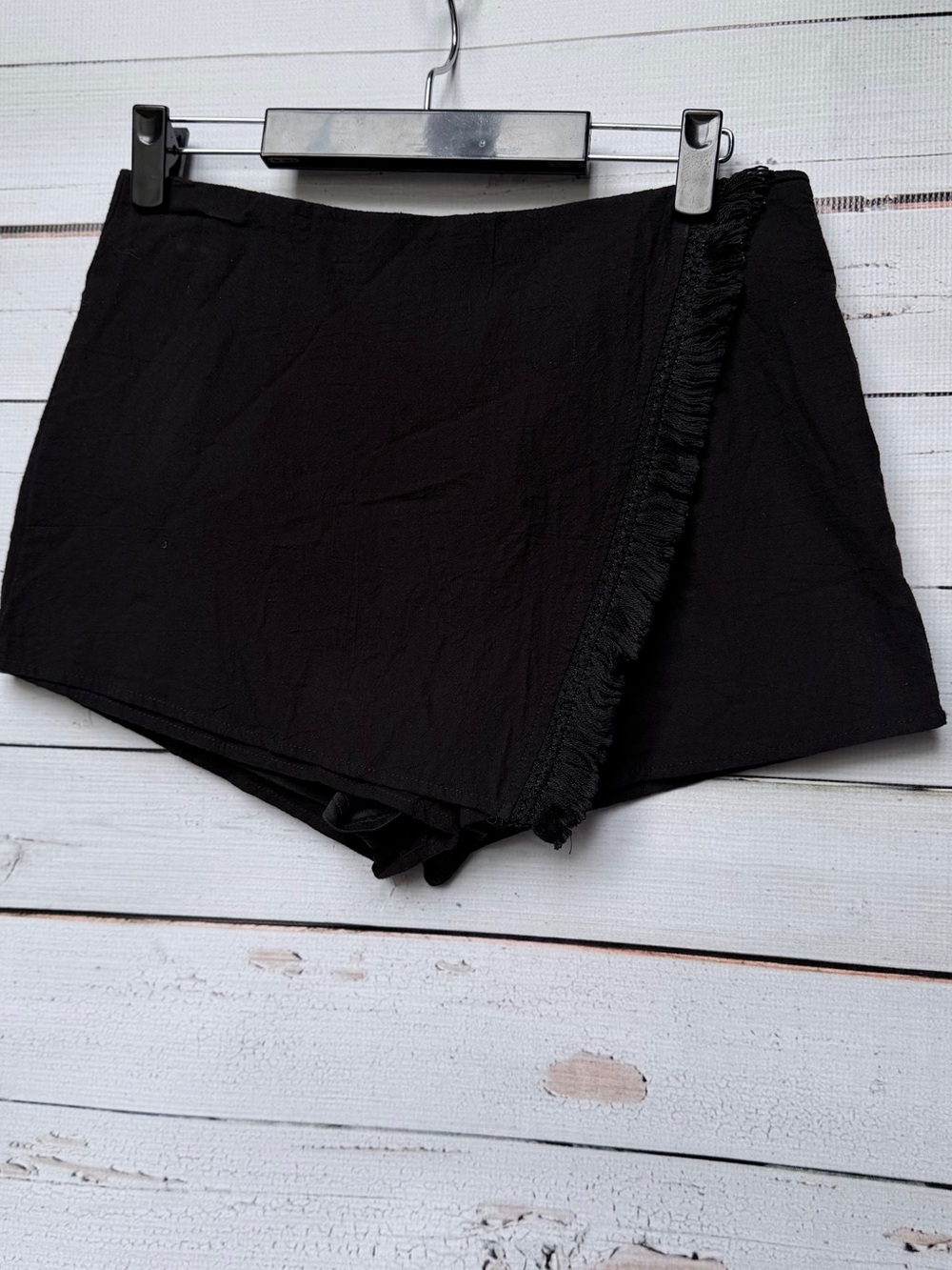 Blue Blush Black Fringe Wrap Skort